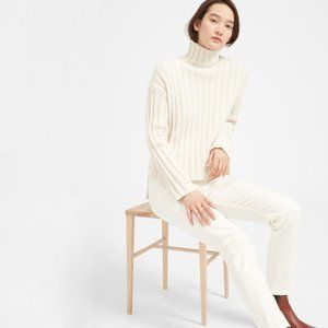 Everlane Cream Wool Ribbed Turtleneck Sweater XXS